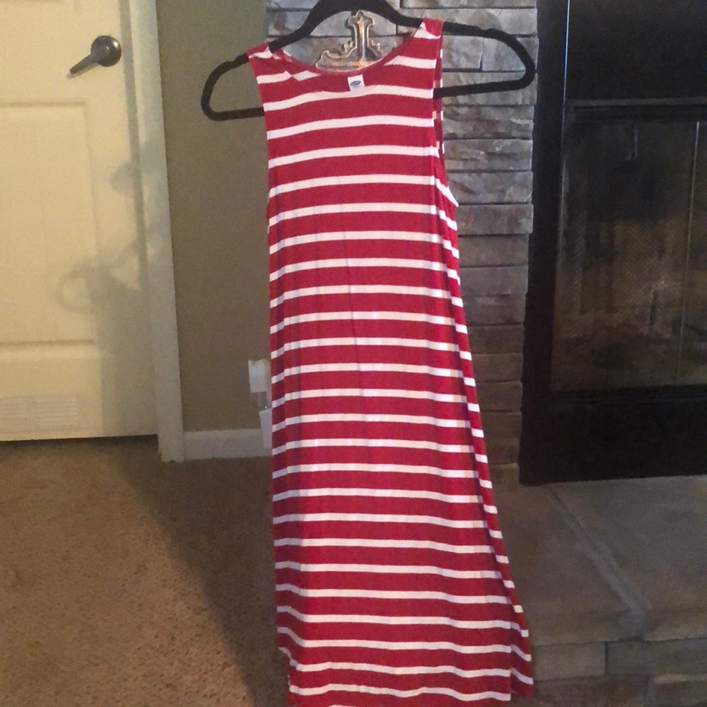 Sleeveless striped knee length dress